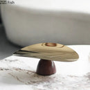 GobekUsa Gold Plated Wooden Fruit Bowl Tray Set for Home Kitchen and Restaurants
