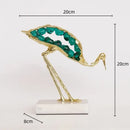 GobekUsa Crystal Crane Sculpture: Green Gem Bird Figurine for Home Decor