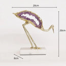 GobekUsa Crystal Crane Sculpture: Green Gem Bird Figurine for Home Decor