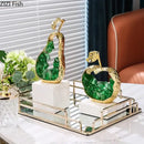 GobekUsa Gold-plated Apple/Pear Alloy Ornaments for Living Room Desk Decoration