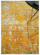 Gold and Ivory Modern Abstract 5x8 Recycled Art Silk Area Rug