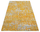 Gold and Ivory Modern Abstract 5x8 Recycled Art Silk Area Rug