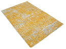 Gold and Ivory Modern Abstract 5x8 Recycled Art Silk Area Rug