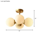 GobekUsa Opaline Glass 4 Bulb Semi Flush Gold Ceiling Mount Light Fixture for Ball Kitchen