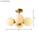 GobekUsa Opaline Glass 4 Bulb Semi Flush Gold Ceiling Mount Light Fixture for Ball Kitchen