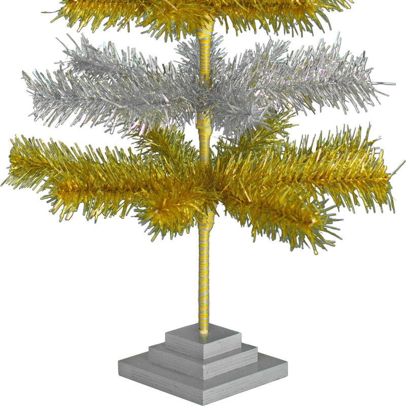 Gold & Silver Layered Tinsel Christmas Tree