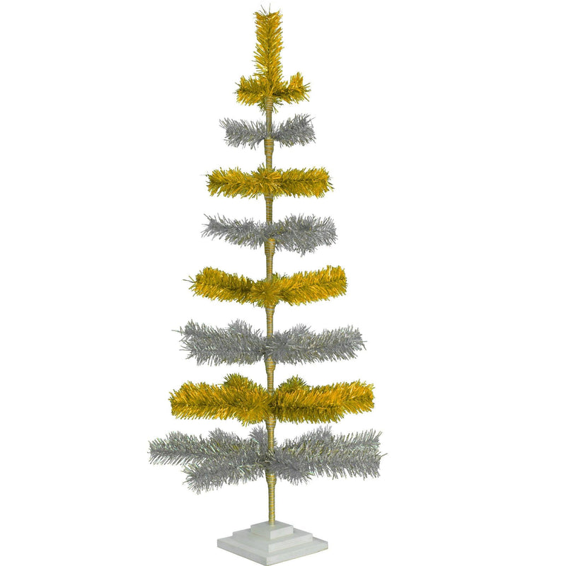 Gold & Silver Layered Tinsel Christmas Tree