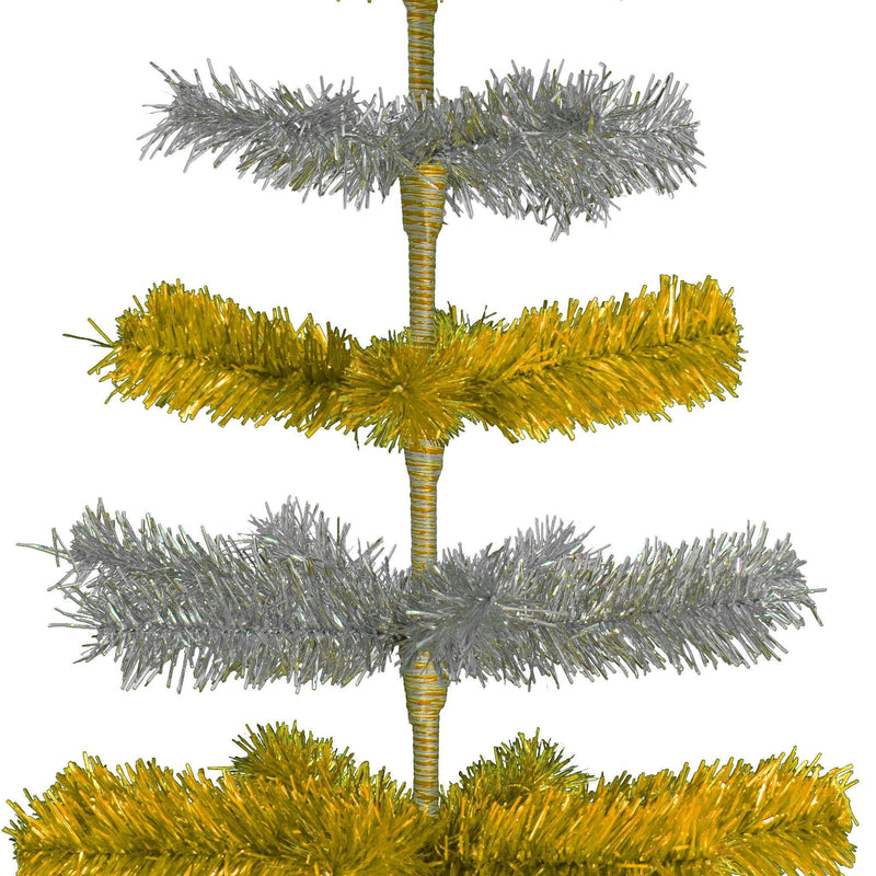 Gold & Silver Layered Tinsel Christmas Tree