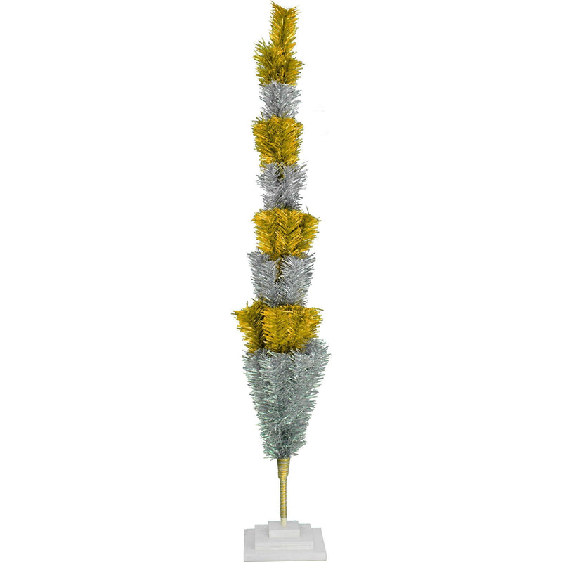 Gold & Silver Layered Tinsel Christmas Tree