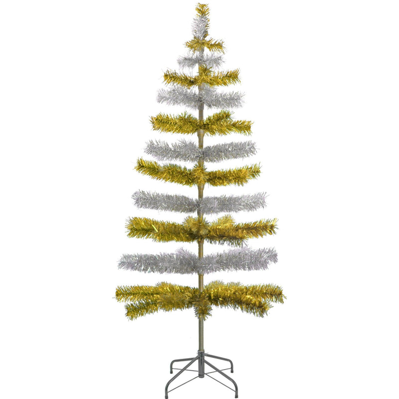 Gold & Silver Layered Tinsel Christmas Tree