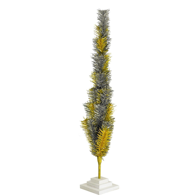 Gold & Silver Mixed Tinsel Christmas Tree