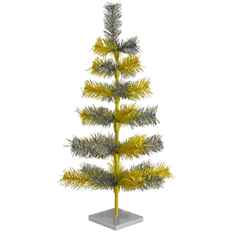 Gold & Silver Mixed Tinsel Christmas Tree