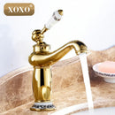 GobekUsa Bathroom Basin Faucet Deck Mounted Hot Cold Mixer 50045GT