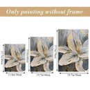 GobekUsa Gold and White Floral 3D Canvas Wall Art