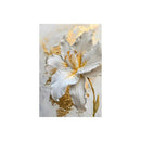 GobekUsa Gold and White Floral 3D Canvas Wall Art