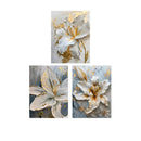 GobekUsa Gold and White Floral 3D Canvas Wall Art