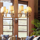 GobekUsa Gold Nordic Cylindrical Chandelier with Antler Deco - Fabric Suspension Light for Living Room