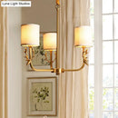 GobekUsa Gold Nordic Cylindrical Chandelier with Antler Deco - Fabric Suspension Light for Living Room