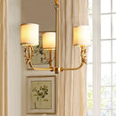 GobekUsa Gold Nordic Cylindrical Chandelier with Antler Deco - Fabric Suspension Light for Living Room