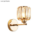 GobekUsa Gold Wall Lamp Beveled Cut Crystal Cylinder Sconce Light Fixture - Simplicity in 1 Head Design