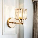 GobekUsa Gold Wall Lamp Beveled Cut Crystal Cylinder Sconce Light Fixture - Simplicity in 1 Head Design