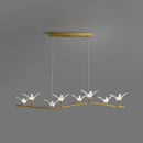 GobekUsa Twig Pendant Lamp with Bird Decor – Gold Finish & LED Acrylic Island Light
