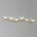 GobekUsa Twig Pendant Lamp with Bird Decor – Gold Finish & LED Acrylic Island Light