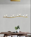 GobekUsa Twig Pendant Lamp with Bird Decor – Gold Finish & LED Acrylic Island Light