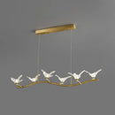 GobekUsa Twig Pendant Lamp with Bird Decor – Gold Finish & LED Acrylic Island Light