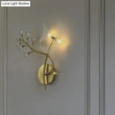 GobekUsa 2-Headed Gold Wall Mounted Sconce: Simple Branch Design with Faceted Crystal Lamp Shades (Left/Right)