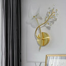 GobekUsa 2-Headed Gold Wall Mounted Sconce: Simple Branch Design with Faceted Crystal Lamp Shades (Left/Right)