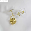 GobekUsa 2-Headed Gold Wall Mounted Sconce: Simple Branch Design with Faceted Crystal Lamp Shades (Left/Right)