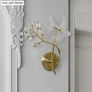 GobekUsa 2-Headed Gold Wall Mounted Sconce: Simple Branch Design with Faceted Crystal Lamp Shades (Left/Right)