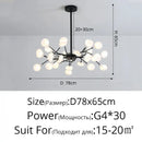 GobekUsa Branch Shape Firefly Ceiling Chandelier G4 Led Lighting Indoor Hanging Lamp