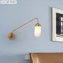 GobekUsa Nordic Frosted Glass Wall Sconce Lighting in Brass - 1 Head Wall Light Fixture for Bedroom