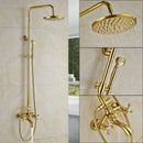 GobekUsa Dual Handle Brass Bathtub Shower Faucet Set with 8" Rainfall Shower Head