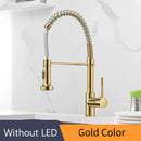 GobekUsa Brass Spring Spout Kitchen Faucet with Single Lever Pull Down Mixer Tap