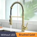 GobekUsa Brass Spring Spout Kitchen Faucet with Single Lever Pull Down Mixer Tap