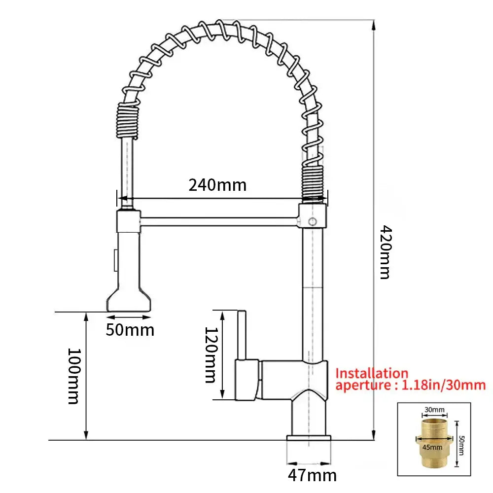 GobekUsa Brass Spring Spout Kitchen Faucet with Single Lever Pull Down Mixer Tap, photo 3 of 18