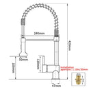GobekUsa Brass Spring Spout Kitchen Faucet with Single Lever Pull Down Mixer Tap
