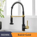 GobekUsa Brass Spring Spout Kitchen Faucet with Single Lever Pull Down Mixer Tap