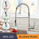 GobekUsa Brass Spring Spout Kitchen Faucet with Single Lever Pull Down Mixer Tap
