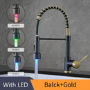 GobekUsa Brass Spring Spout Kitchen Faucet with Single Lever Pull Down Mixer Tap