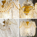 GobekUsa Carved Glass Pearl Chandelier for Dining Room, Living Bedroom, Study, Balcony - LED Pendant Lighting