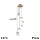 GobekUsa Carved Glass Pearl Chandelier for Dining Room, Living Bedroom, Study, Balcony - LED Pendant Lighting