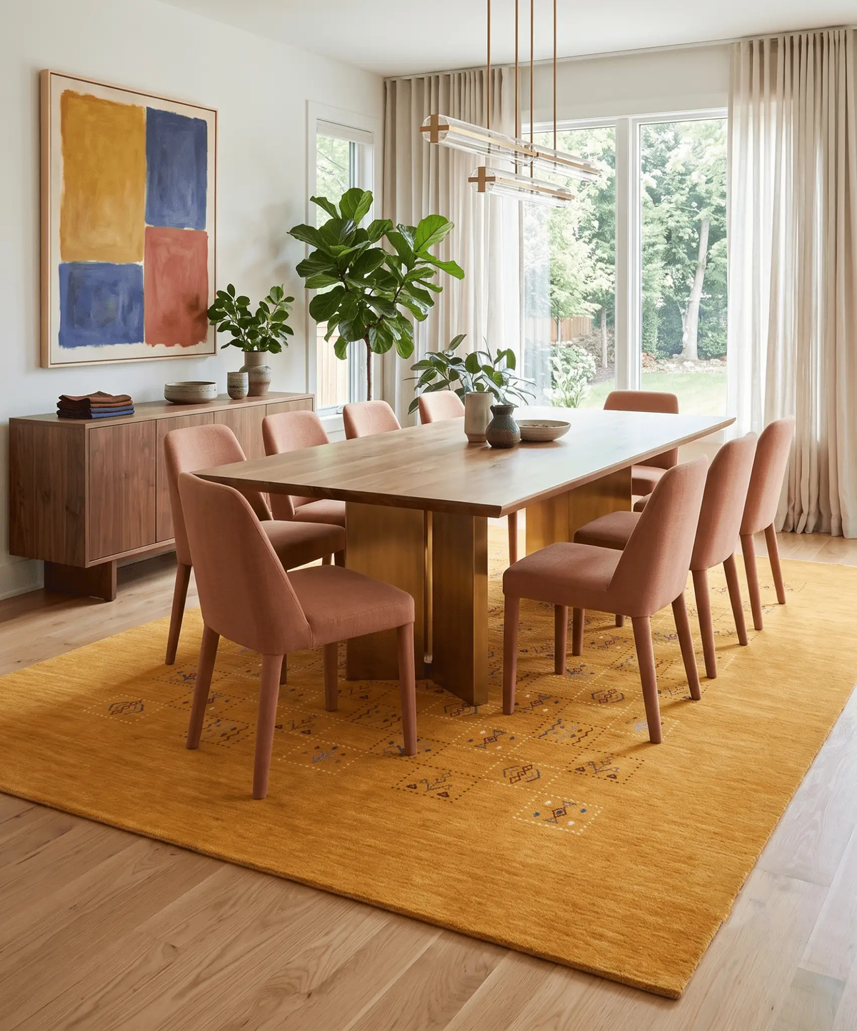 Hand Loomed Premium Wool Area Rug with Elegant Gold Center Pattern Artisanal Style, photo 2 of 12