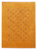 Gold Center Pattern Hand Loomed Wool Area Rug