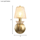 GobekUsa Gold Conical Sconce with Clear Twisted Glass Shade - Minimalist Single Bulb Wall Light