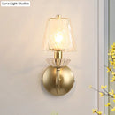 GobekUsa Gold Conical Sconce with Clear Twisted Glass Shade - Minimalist Single Bulb Wall Light
