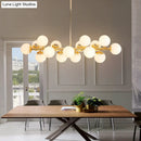 GobekUsa Gold Contemporary Chandelier – Cream Glass Pendant Light Fixture for Dining Room